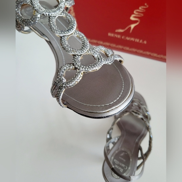 Rene Caovilla Silver Embellished Heels - Size 37.5 - Picture 13 of 14